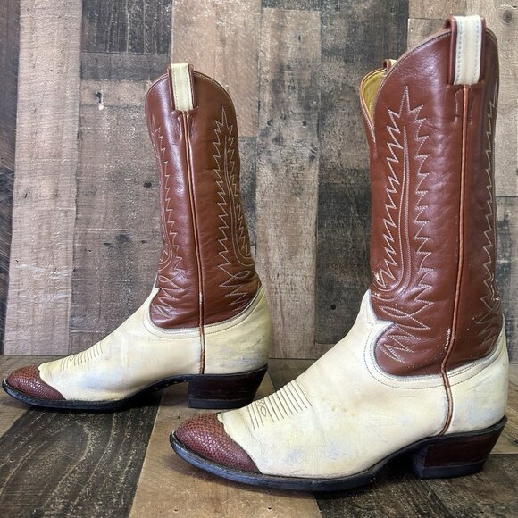 Tony Lama 6216 Vintage Gold Label Wingtip Urban Cowboy Boots Mens 9 D - Picture 12 of 12